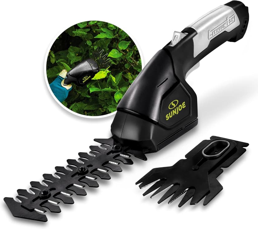 Sun Joe HJ604C Cordless Grass Shear + Shrubber Handheld Trimmer, (w/Battery + Charger Included), 7.2V, Black