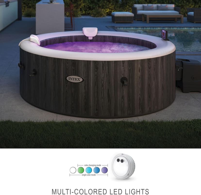 Intex PureSpa Battery Powered Submersible Multi-Colored LED Light PureSpa Models with White, Green, Teal, Blue, and Purple Lights