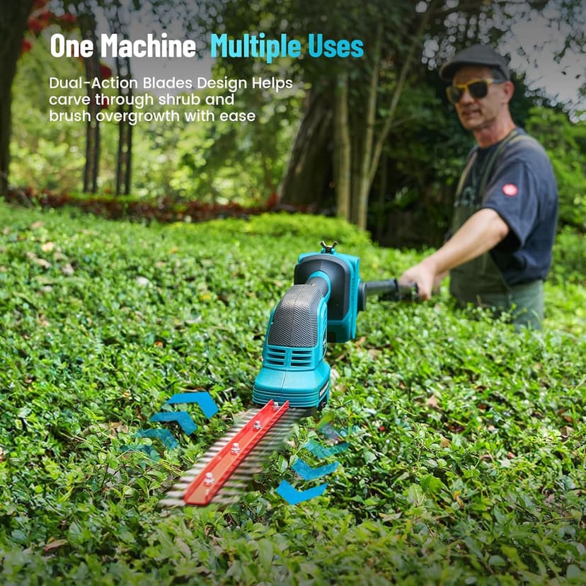 Seesii 6-in-1 Cordless Pole Saw and Pole Hedge Trimmer Grass Shears Combo Kit, Electric Mini Chainsaw with 2*4.0 Ah Batteries, Extension Tree Prunner, Bush Trimmer Limb Branch Cutter, 16ft Long Reach