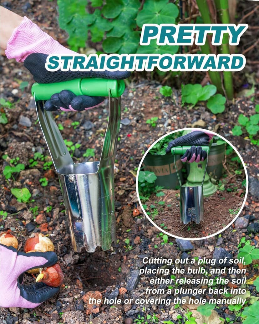 Bulb Planter Tool with Release Button&4Inch Measurements Tulip Planting Tool Bulb Transplanter Bulb Digger for Removing Soil and Planting Bulbs or Other Small Plants in Pots and Flowerbeds