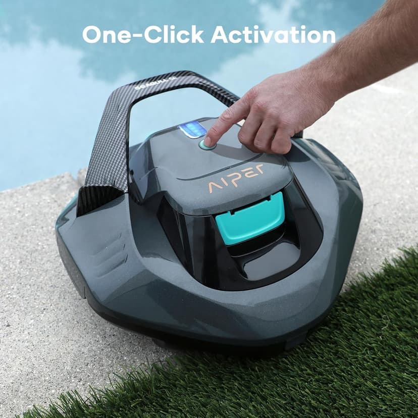 AIPER Cordless Robotic Pool Cleaner, Pool Vacuum with Self-Parking Technology, Portable, Ideal for Above-Ground Flat Pool up to 40 Feet, Grey