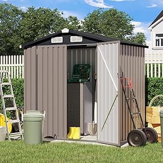 Verano Garden 6x4 FT Outdoor Storage Shed, Galvanized Metal Steel Garden Shed,Double Door W/Lock, Bike Storage for Backyard, Patio, Lawn (72.05" × 38.58"× 77.17")