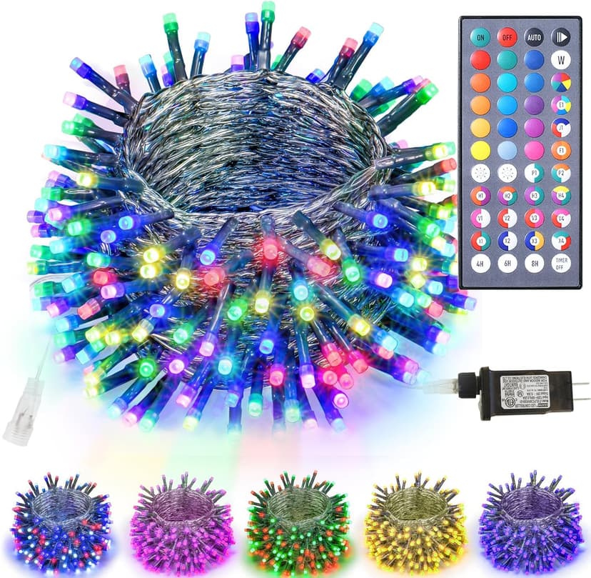 Obrecis Color Changing String Lights, 200 LED 34 Colors Colorful Christmas Lights Multicolor Plug in Waterproof Twinkle Lights Connectable for Indoor Outdoor Room Party Valentine's Wedding Decor 66 ft