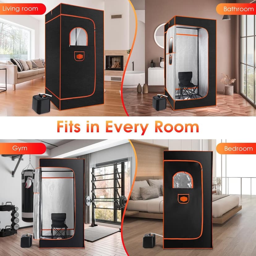 Portable Sauna Box for Home With 3L 1000W Steamer, Remote Control, Folding Chair - Steam Tent for Gym, Yoga, Pilates, Hot Tub