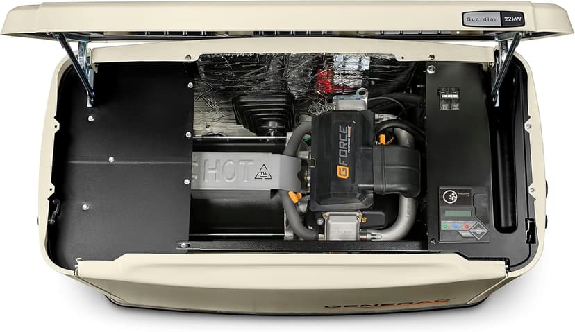 Generac Guardian 22kW Home Standby Generator with 200 Amp Transfer Switch, Durable All Aluminum, WiFi Enabled with G-Force Engine, Easy to Use, Whole House Power Backup, Smart Outage Solution - Bisque