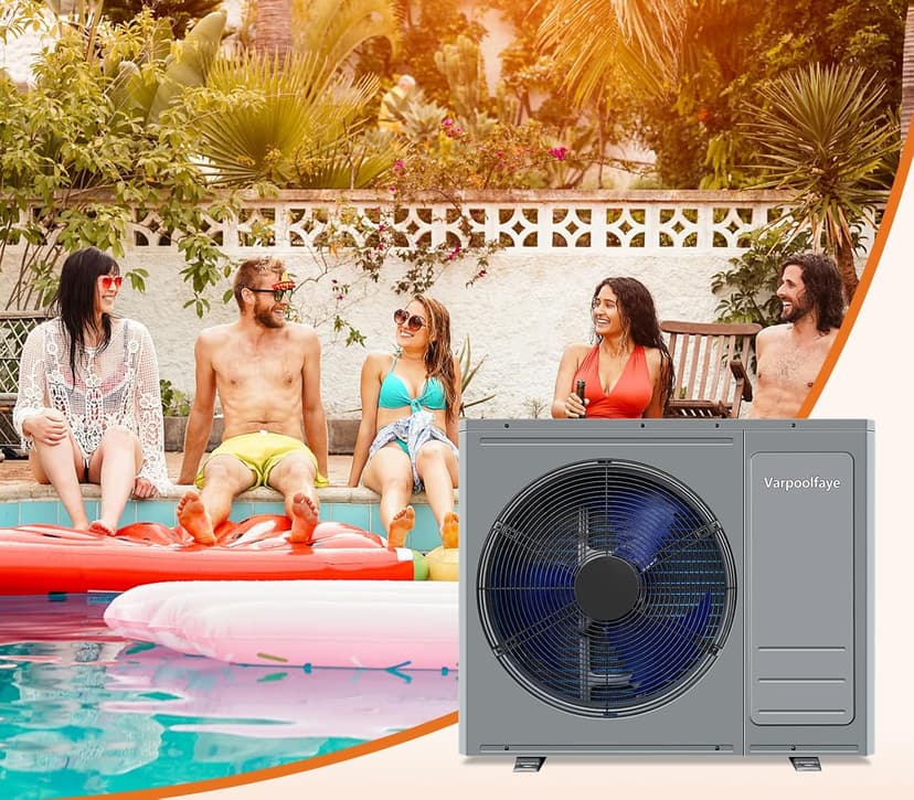 35100 BTU Above Ground Pool Heater 10000 Gallon Swimming Pool Heater Pump Heating or Cooling Electric Pool Heater For Inground Pool WiFi Control Schedule 220V 60HZ