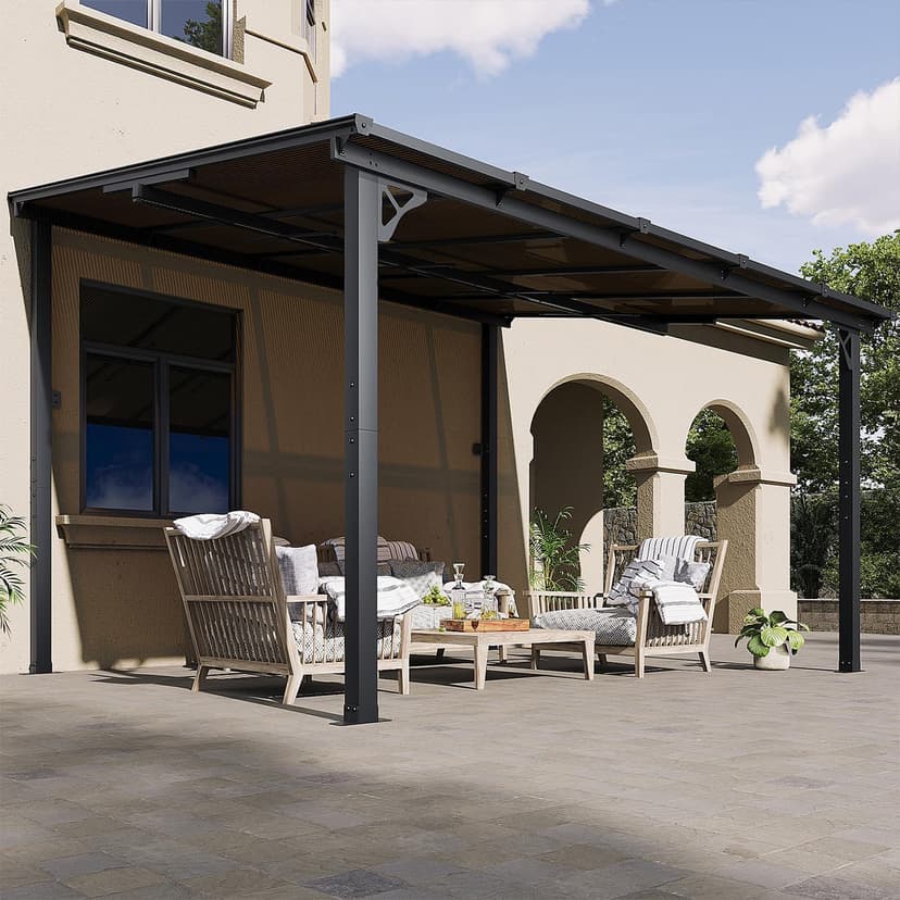 Aoxun 10' x 12' Gazebo for Patio, Gazebo Pergola with Sloped Roof, Large Wall-Mounted Heavy Duty Awnings, for Backyard, Deck, Patio