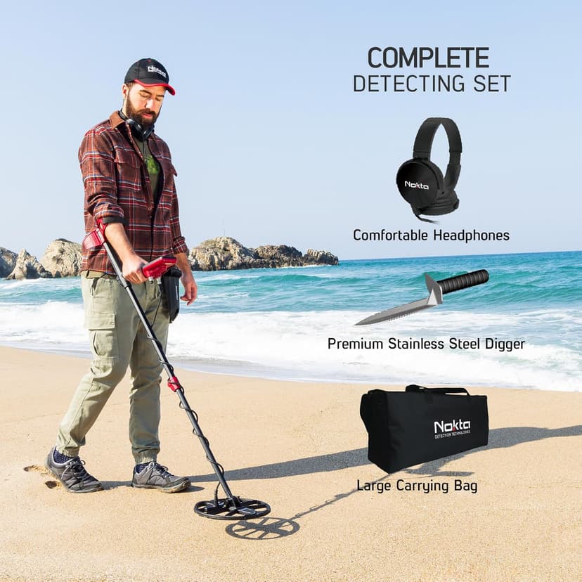Nokta Findx Pro Metal Detector for Adults, Professional Lightweight Waterproof Gold Detector, Pinpoint, USB Rechargeable, Backlit LCD, Complete Kit with Headphones, Carrying Bag, Premium Digger