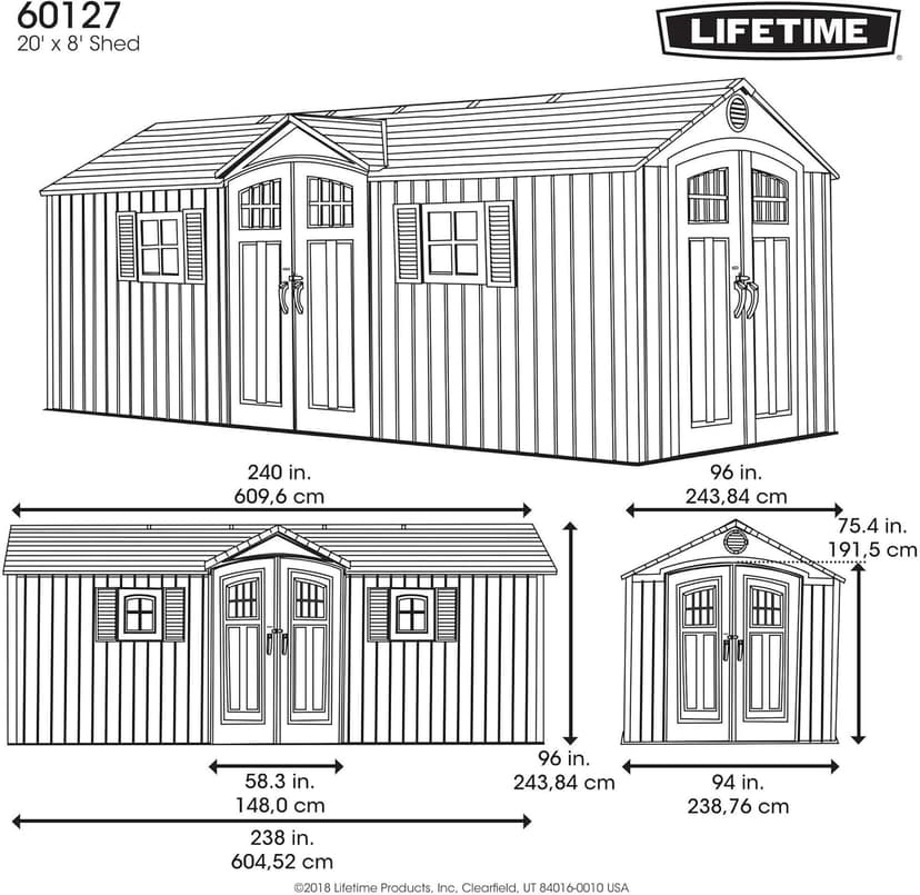 Lifetime 60127 20 x 8 Ft. Outdoor Storage Shed, Desert Sand