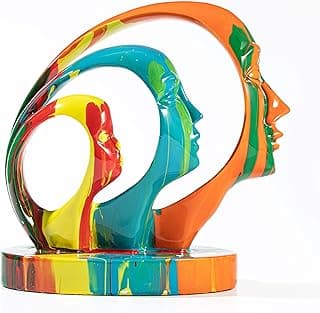 Coffee Table Decor Statues and Sculptures, Modern Abstract Art Statue Decorations for Living Room, Colorful Unique Home Decorations(Face)