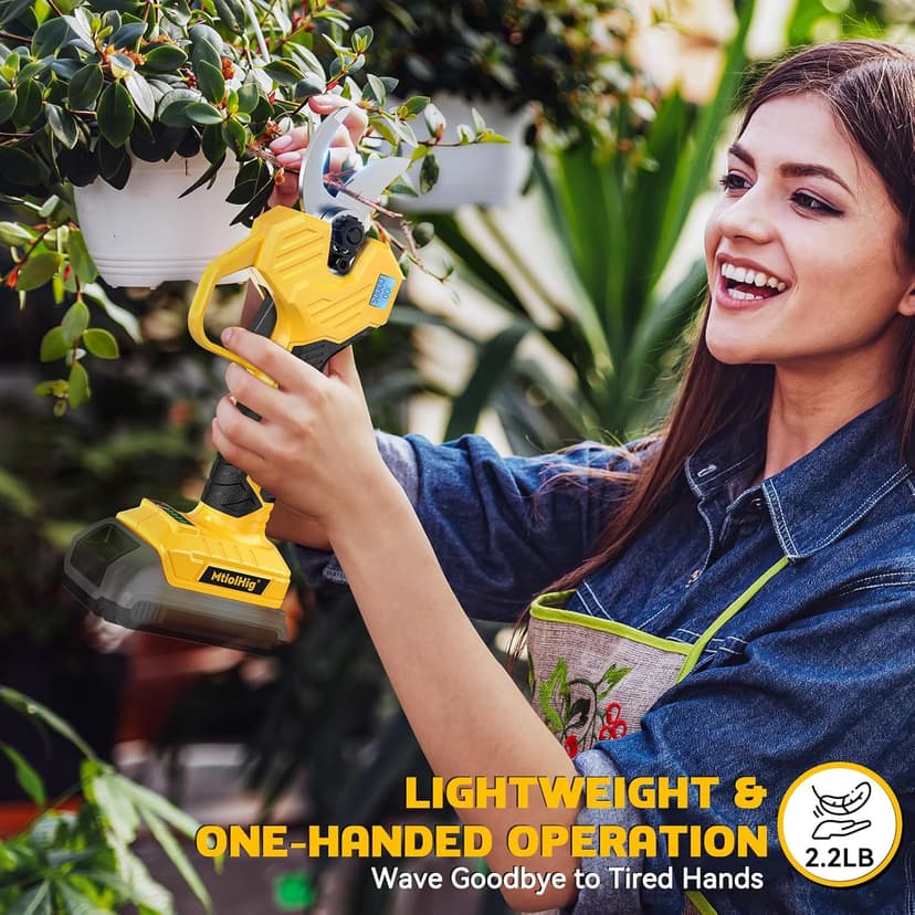 Cordless Electric Pruning Shears: 1.5-2 Inch Portable Pruning Shears for DeWalt 20V Battery (No Battery) - Garden Pruners Tool with LCD Display & SK7 Blades for Tree, Branch, and Grass Trimming