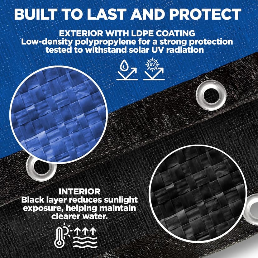 Premium Heavy-Duty Winter Pool Cover - Royal Blue, Extra Thick and Durable, Tear-Proof, UV-Resistant, Reinforced Edges, Easy Install, All-Season Protection for 18-ft x 34-ft Oval Above Ground Pools