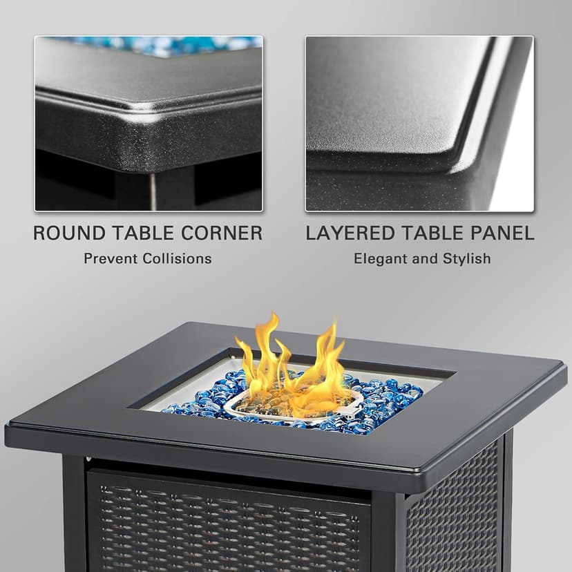 BALI OUTDOORS 50000 BTU Propane Fire Pit with Lid, 28 inch Fire Pit Table Outdoor, Black Firepits for Outside Backyard, Patio