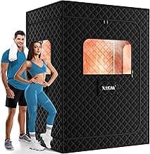2 Person Sauna, Extra Large Sauna Box, Portable Steam Sauna Tent with 2 Steamers, 2 Folding Chair, 71”x 49”x 36”, Black