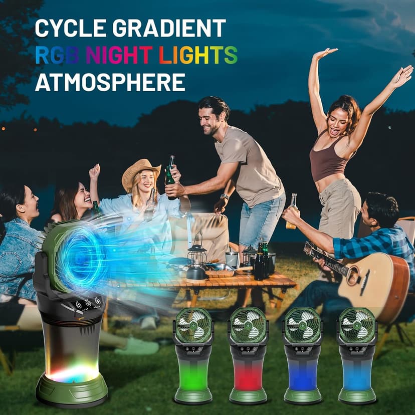 Portable Misting Fan with Remote & 30000mAh Rechargeable Misting Fans for Outside Patios Camping Beach & Workshops Mist Fan Portable for Outdoor/Indoor 2L Water Tank RGB Light 4 Speeds & Spray
