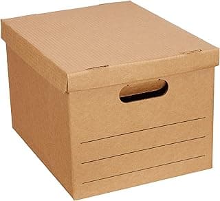 Amazon Basics Moving Boxes with Handles and Lids for Packing, 20 Pack, Small, Brown, 15 x 10 x 12 inches