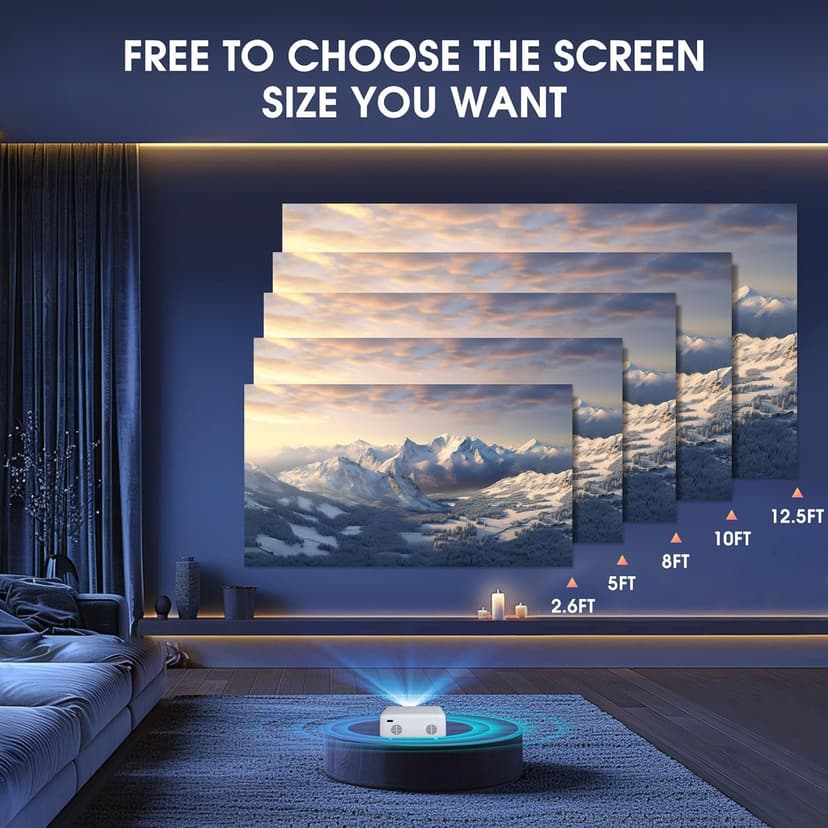 Mini Projector | 4K Support 200" Giant Screen | 500 ANSI Lumens, Bluetooth 5.2 | Portable Outdoor Movie Projector Compatible with TV Stick/Phone/HDMI/PC | Built-in HiFi Speaker