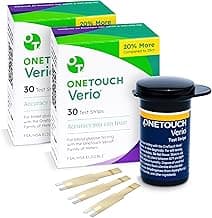 OneTouch Verio Test Strips for Diabetes Value Pack - 60 Count - for Blood Sugar Monitor - Home Self Glucose Testing - 2 Boxes, 30 Strips Per Pack