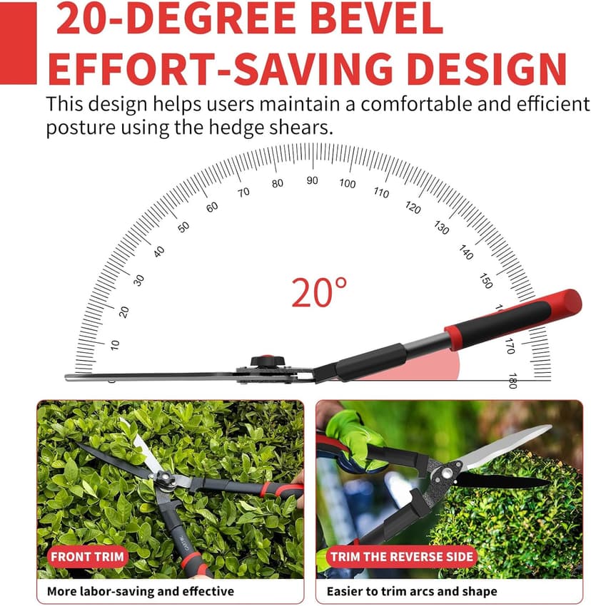 GARTOL 23-inch Garden Hedge Shears Clippers, Lightweight Manual Hedge Trimmer with Ergonomic Comfort Handles, High Carbon Steel Blade for Bush Cutting, Trimming & Shaping Decorative Shrubs & Borders