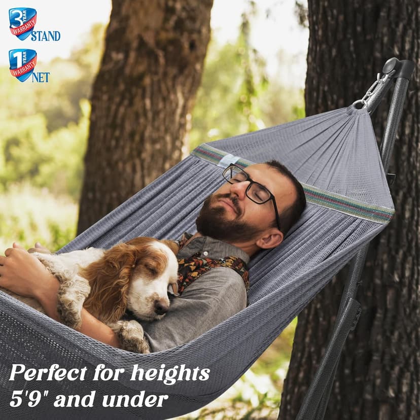 Tranquillo Uniki Hammock, Instant 30s Foldable Hammock Stand, 550 lbs Capacity Portable Hammock, 3-Year Warranty Sturdy Stand, Revolutionary Design No Screws Needed, Premium Carry Bag Included, Grey