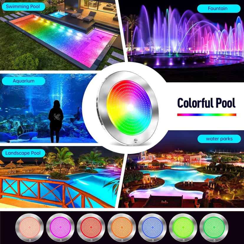 60ft Led Smart Pool Lights for Inground Pool with 3 Control Way (App/Remote/Controller), 54W 10 Inch Color Changing Underwater Swimming PoolLight for 10" Large Wet Niches