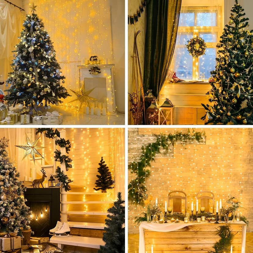 suddus Curtain Lights for Bedroom, 200 Led Hanging String Lights Outdoor, Fairy Curtain Light Indoor for Christmas, Dorm, Wall, Backdrop, Window, Wedding, Party, Brithday Decor, Warm White