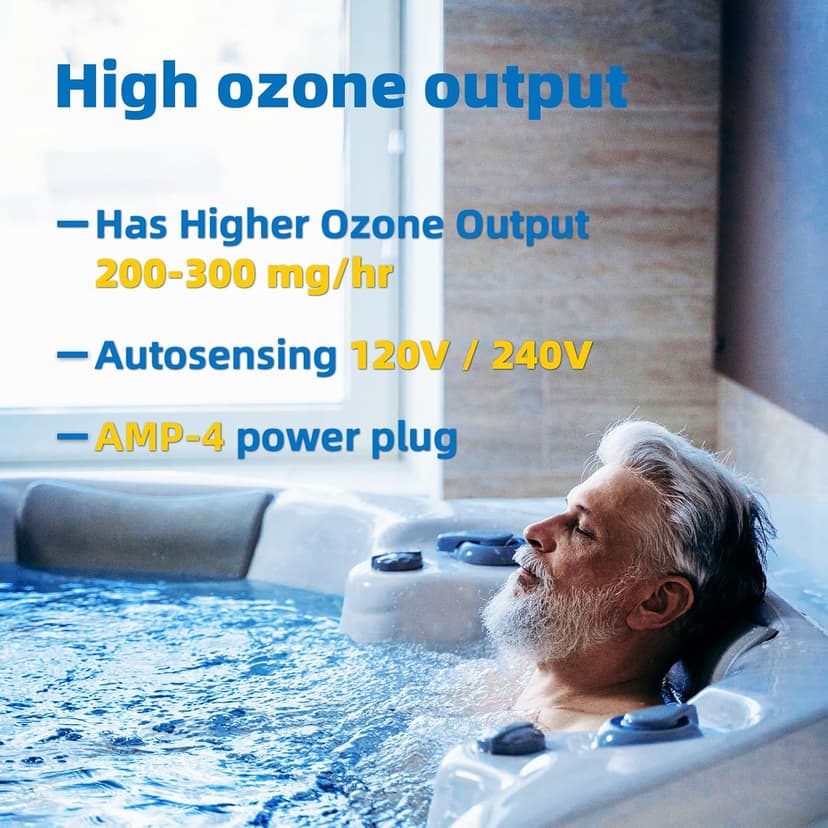 HCD-55 Spa Ozone Generator – Universal Hot Tub & Cold Plunge Ozonator, 200/300 mg/hr Output, Compatible with 120V/240V, Easy-to-Install Kit for Pools & Spas Up to 1500 Gallons