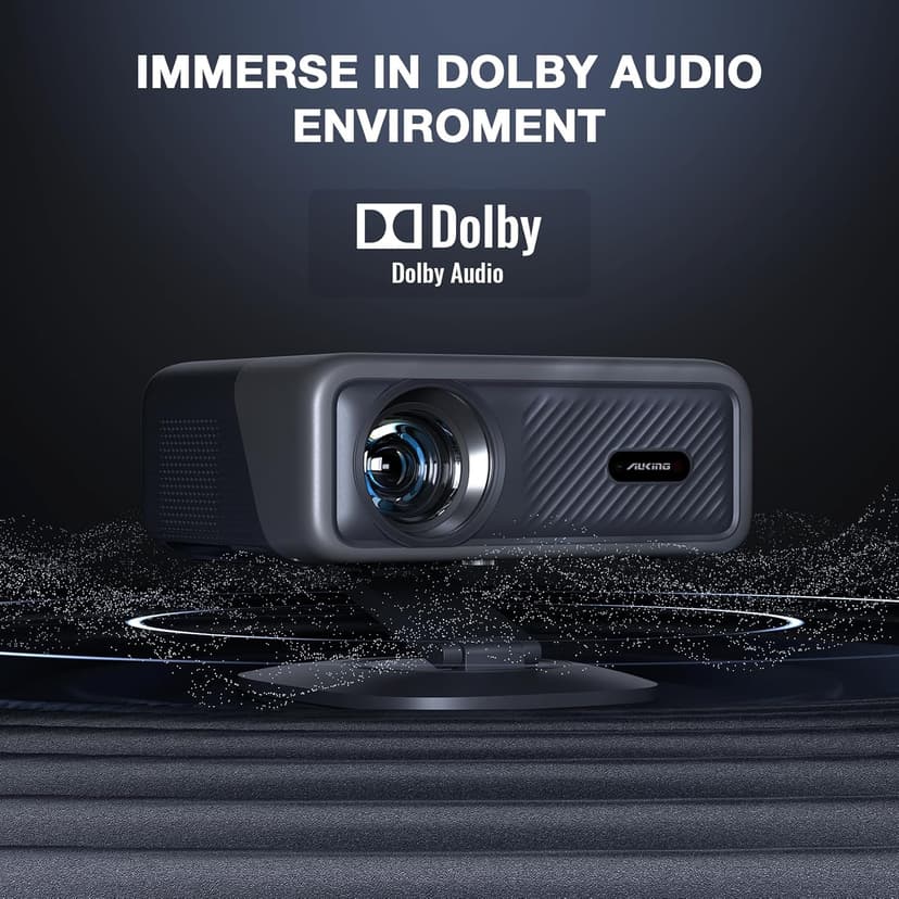 [Netflix Officially&AI Auto Focus]AuKing Smart Projector with Wifi and Bluetooth,Auto Focus&Keystone Projector4K,3D DoIby Audio, 1200ANSI Outdoor Projector with Omnidirectional Rotating Stand(Grey)