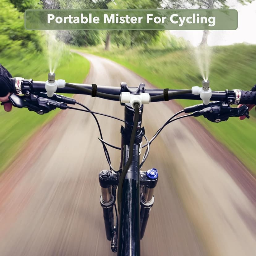 HAOWIN Portable Misting System with Water Pump, Triangle Bag and Foldable Bucket, DIY Mobile Misting Cooling System for Bike, Motorcycle, Canopy, Tent, Golf Cart, Boat, Camping, Hiking