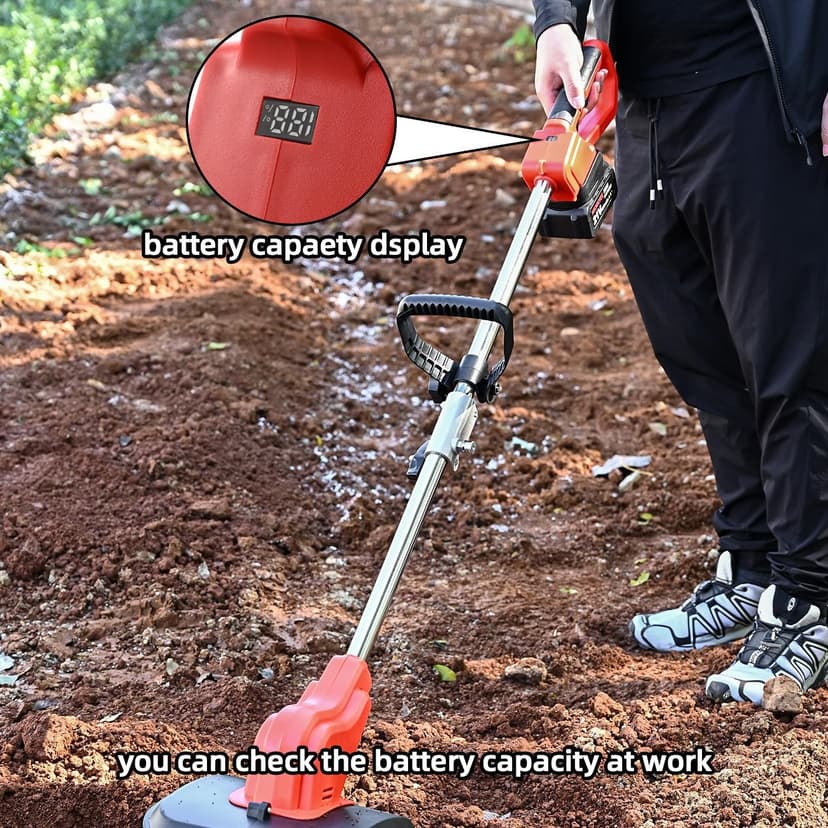 21v Cordless Tiller Cultivator, 300 RPM Tiller Has Battery Capacity Display with 4.0 Ah Battery, 11 in Tilling Width, 8 in Depth Rototiller for Lawn/Gardening/Soil Cultivation by MKMKYEE