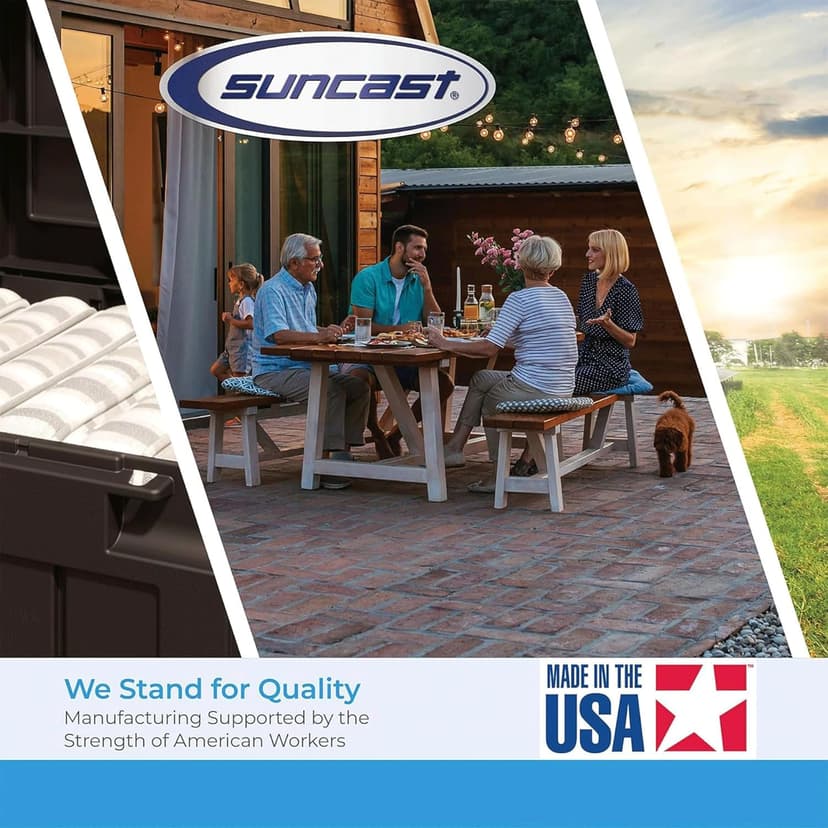 Suncast Glidetop Horizontal Outdoor Storage Shed with Pad-Lockable Sliding Lid and Doors, All-Weather Shed for Yard Storage, 57.5" W x 79.75" D x 52" H, Made in The USA