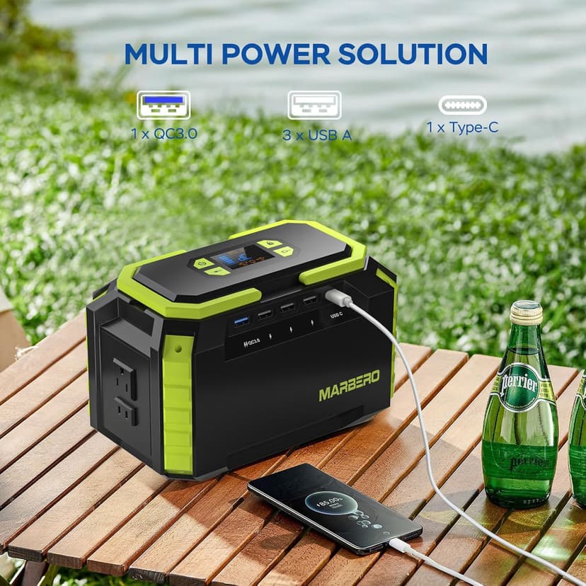 MARBERO 200W Solar Generator 222Wh Portable Power Station with Solar Panel 40W Included 60000mAh Power Supply with AC Outlet 100V 300W Max for Camping Emergency Home Backup