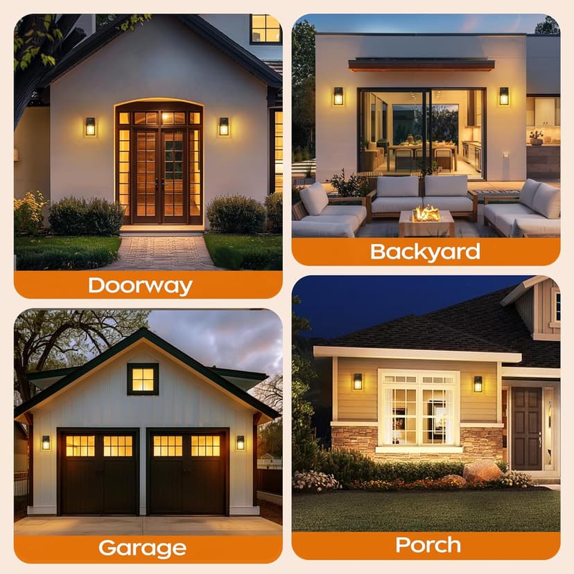 WIHTU Dusk to Dawn Outdoor Lighting Fixtures, Exterior Front Porch Light, Black Sensor Wall Sconce Lamp, Waterproof Wall Lantern, Anti Rust Outside Coach Lights for House, Doorway, Garage