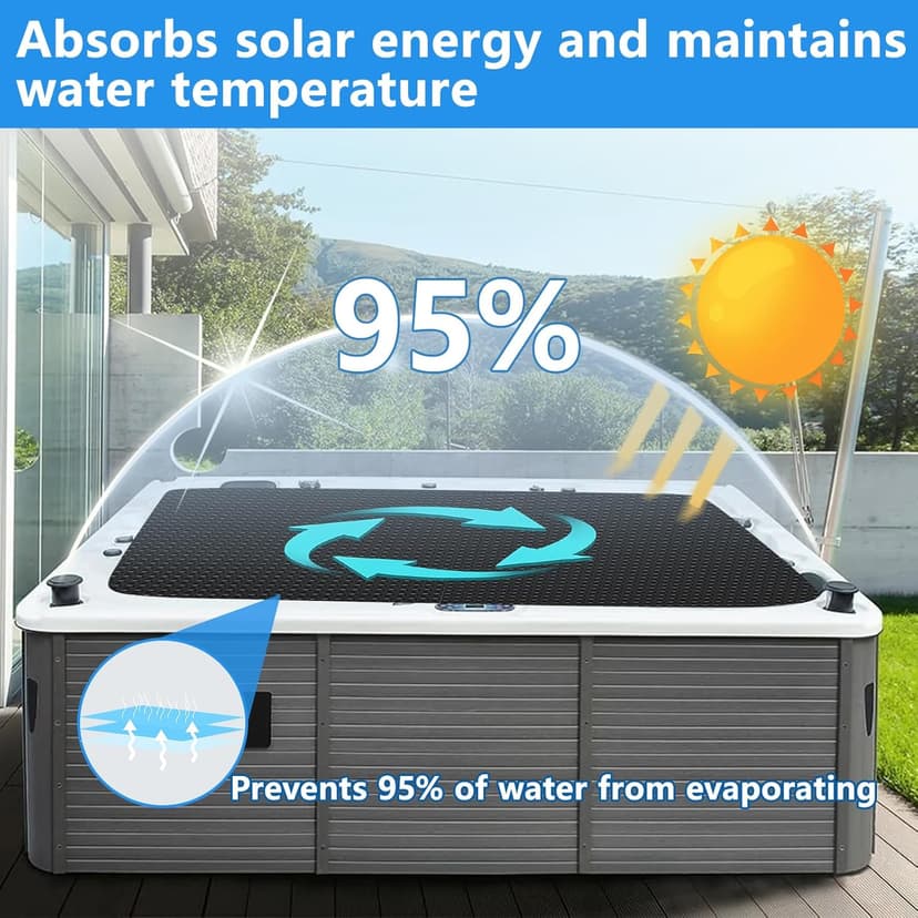 7 x 7 FT Spa and Hot Tub Cover, 16Mil Square Hot Tub Thermal Blanket, Insulation Solar Blanket Bubble Cover for Energy Efficiency & Safety