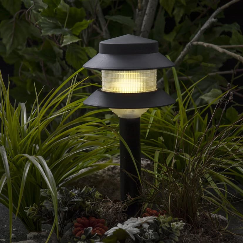 GreenLighting Paradise Low Voltage Landscape Pathway Lights - 2 Tier Outdoor Garden Lights - Easy, Simple Installation - Walkway, Lawn, Landscape Lighting (Black, 8 Pack)