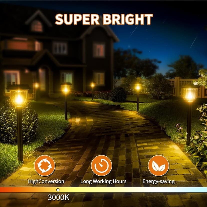 SUPER BRIGHT 10 Pack Solar Lights Outdoor IP65 Waterproof,HIGH-POWER LED Solar lights for Outside,Landscape Lighting,Garden Decorative for Yard,Patio,Landscape,Pathway,Sidewalk,Driveway,Lawn (Warm)