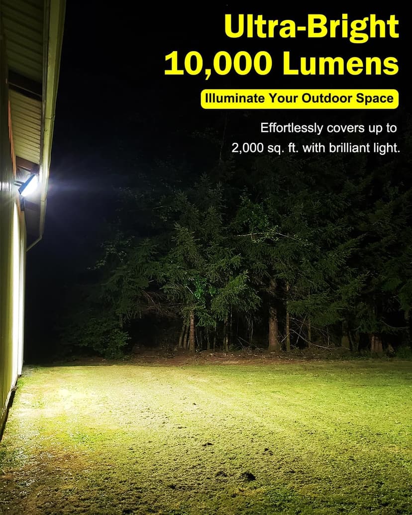 Engrepo Solar Lights Outdoor 10000LM Auto On/Off Dusk to Dawn Light with 20000mAh Battery, IP65 Waterproof Outside Solar Powered Security Flood Light with Remote Control for Wall Porch Shed Barn.