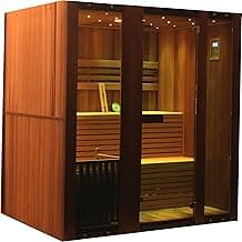 Canadian Red Cedar Wood Swedish 72" 4 to 6 Person Sauna Spa with 9KW Wet/Dry Heater, Rocks, Interior Lighting, and Digital Panel