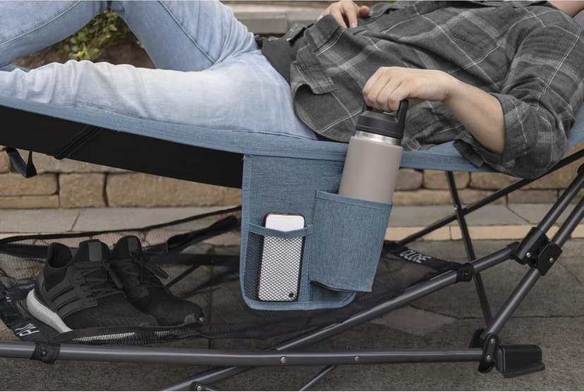 Zenithen Outdoor Patio Folding Collapsible Hammock with Sturdy Frame and Pillow, Perfect for Camping, Outdoor Recreation and as Patio Furniture, Blue (Pack of 1)