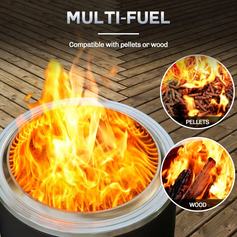 BALI OUTDOORS 22 inch Smokeless Firepit Outdoor, Outdoor Fire Pit Patio with Ash Pan, Portable Fire Pit Wood Burning