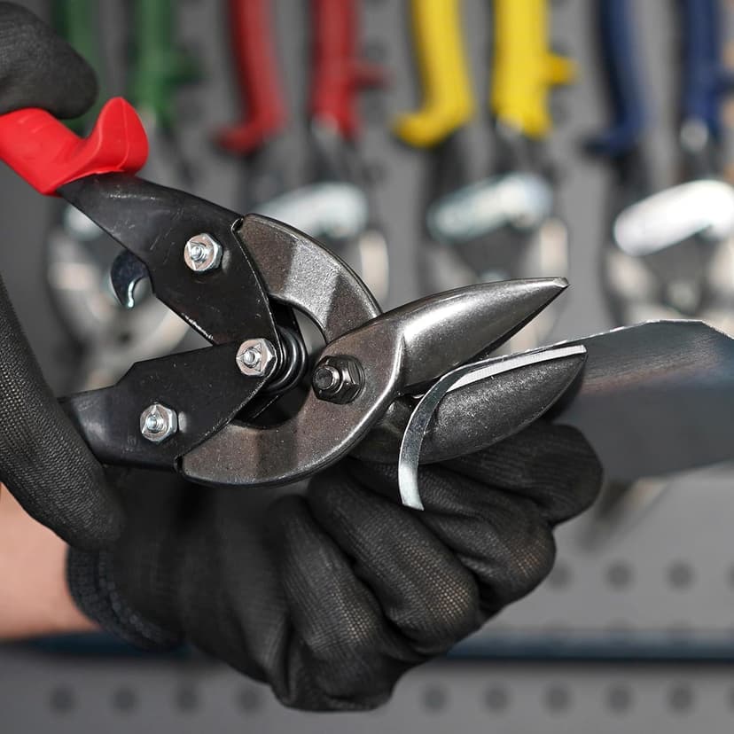 MIDWEST Aviation Snip Set - Left and Right Cut Offset Tin Cutting Shears with Forged Blade & KUSH'N-POWER Comfort Grips - MWT-6510C