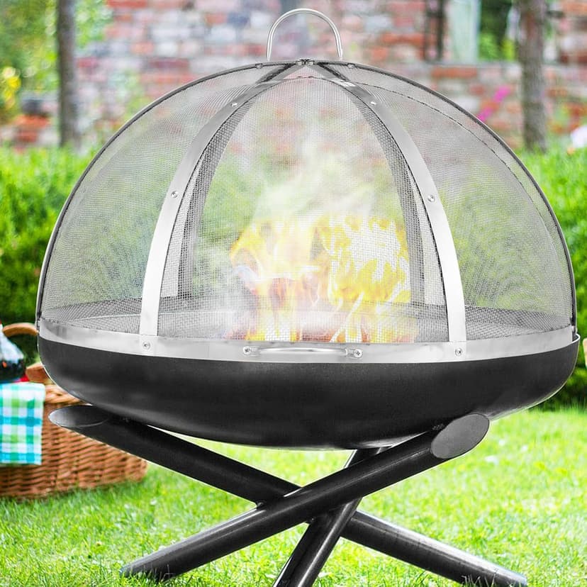 Firepit Spark Screen Lid, 36" Diameter, Outdoor Firepit Ring Cover Round Accessories, Fire Pit Metal Cover, Easy-Opening Stainless Steel Fire Ring Covers for Outdoor Patio Fire Pits Backyard