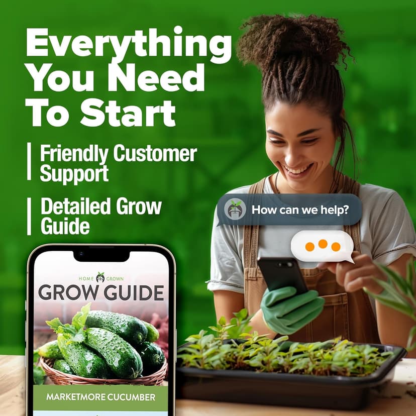 HOME GROWN Organic Cucumber Seeds - 200 Marketmore Heirloom 𝗡𝗢𝗡-𝗚𝗠𝗢 𝗨𝗦𝗔 Vegetable Seeds for Planting in Trellises,Raised Beds,Containers - Beginners and Experienced Gardeners(Cucumis sativus)