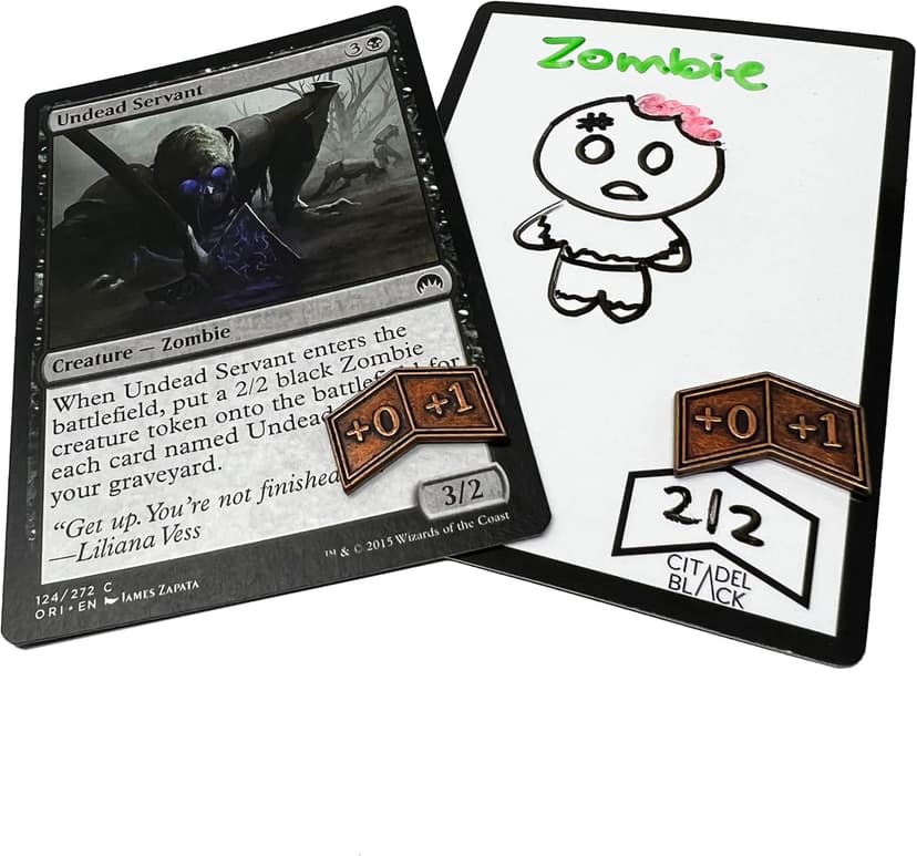 Citadel Black Dry Erase MTG Tokens Set of 50 Cards – with 2pcs Erasers, Reversible Reusable Double-Sided Universal Tokens Proxy Card, Magic: The Gathering