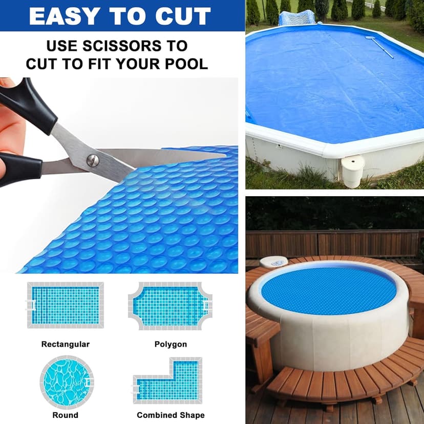 Hot Tub Spa Solar Bubble Cover Blanket for Round Inflatable Hot Tub Spa Pool Thermal Insulation Floating Bubble Wrap Covers (6 Ft)