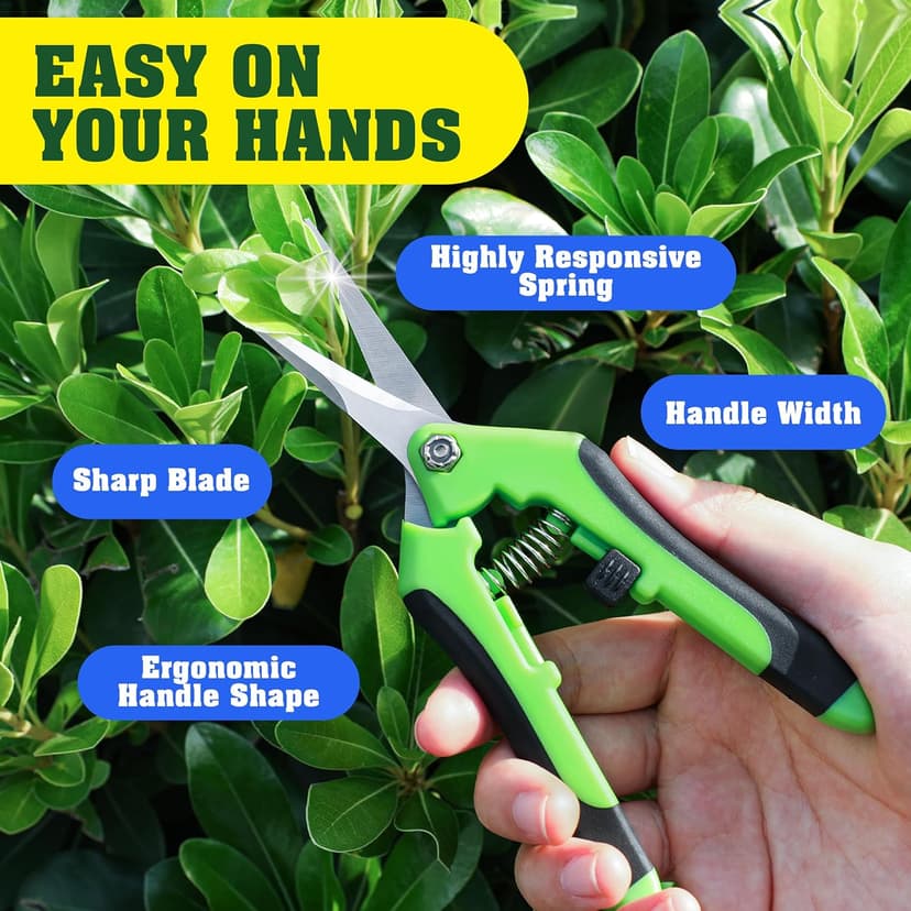 4 Pack Garden Pruning Shears, Stainless Steel Shears, Scissors, Clippers, Pruning Snips for Gardening Tools (4PCS Yellow Orange Green)
