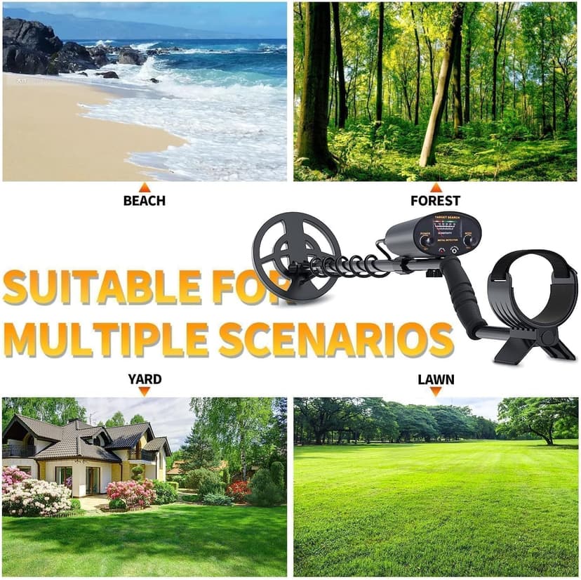 Metal Detector for Adults & Kids - Adjustable Stem, High Accuracy & 10" Waterproof Coil. Disc/All Metal Modes for Coin & Gold Detection by Beginners