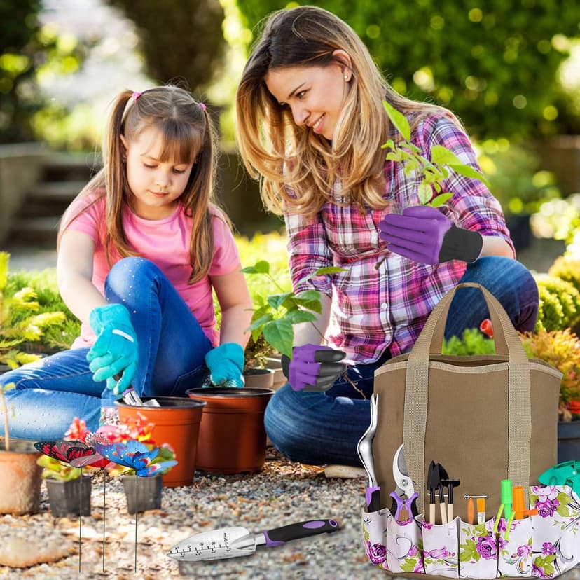 Garden Tools Set 83 Piece, Succulent Tools Set Included, Heavy Duty Aluminum Gardening Tools for Gardening, Non-Slip Ergonomic Handle, Durable Storage Tote Bag, Gifts for Men Women