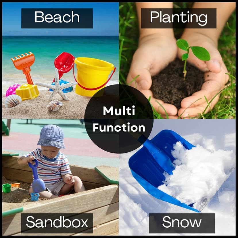 4E's Novelty 4 Pack Beach Shovels 8 Inch, Heavy Duty Plastic Sand Shovel for Kids, - Great for Planting Gardening Shovels for Toddlers, Outdoor Digging Sandbox Toys, Easter Basket Stuffers
