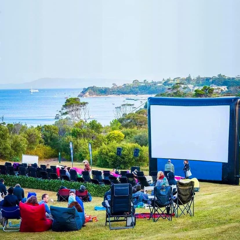20 feet Inflatable Portable Projector Movie Screen - Huge Air-Blown Cinema Projection Screen Package with Rope, Blower,Tent Stakes - Front & Rear Projection,for Outdoor Party Backyard Pool Fun